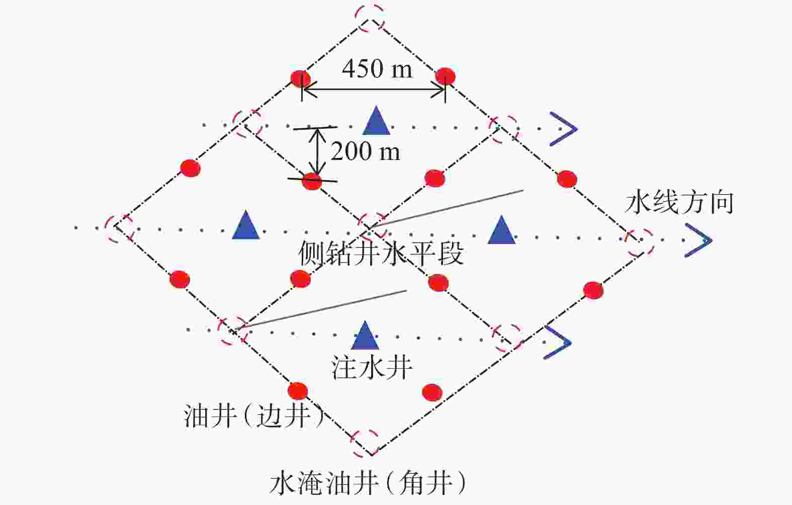 图 2          侧钻水平井井网示意